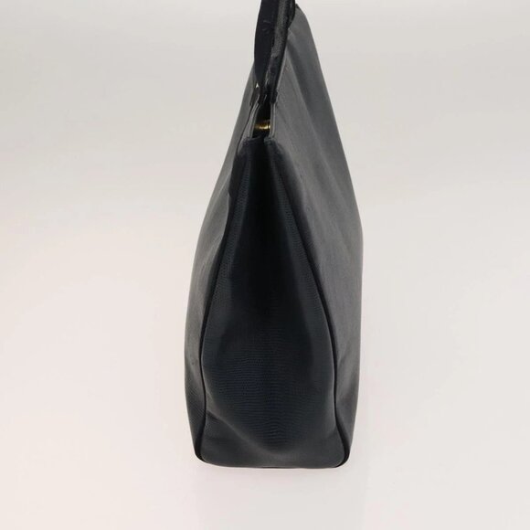 Salvatore Ferragamo Tote Bag Leather Embossed Navy Gold Auth BA1802 - Picture 6 of 16